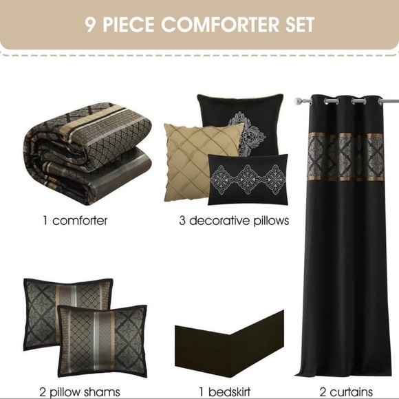 Elegant Black and Gold Bedding Set - Picture 6 of 10